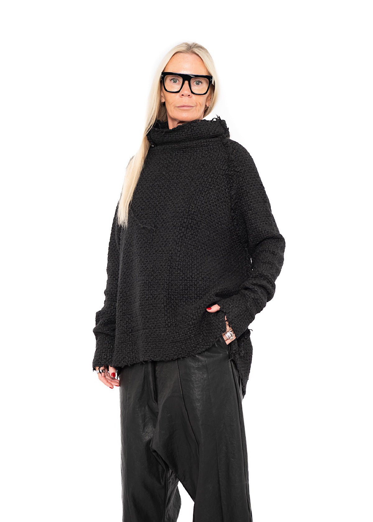 TEXTURED SILK KNIT PULLOVER