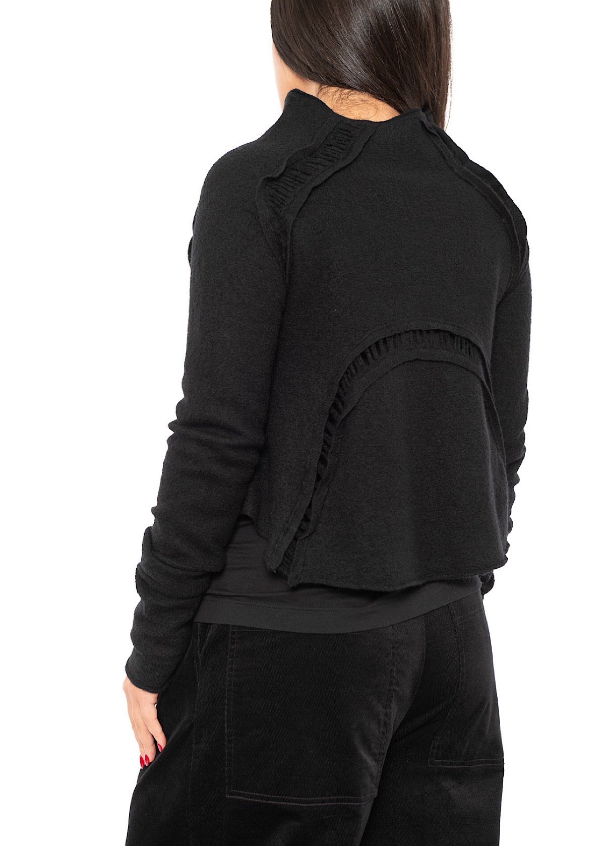 CROPPED BOILED WOOL CARDIGAN