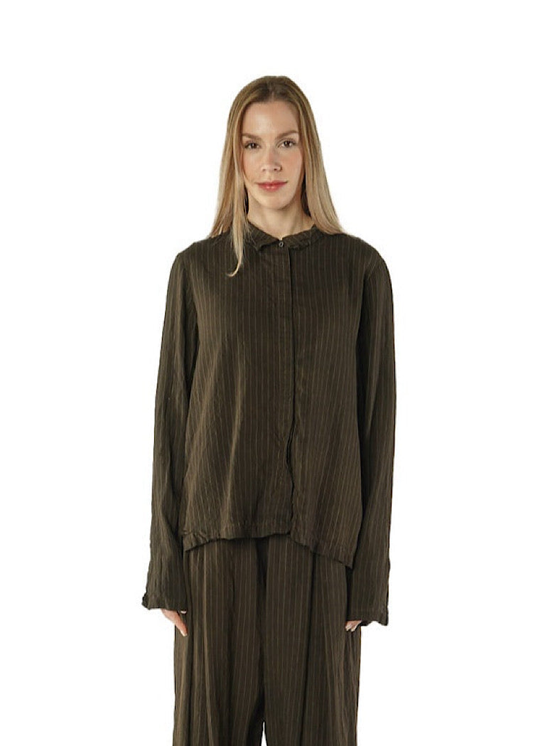 PINSTRIPE VISCOSE-SILK SHIRT