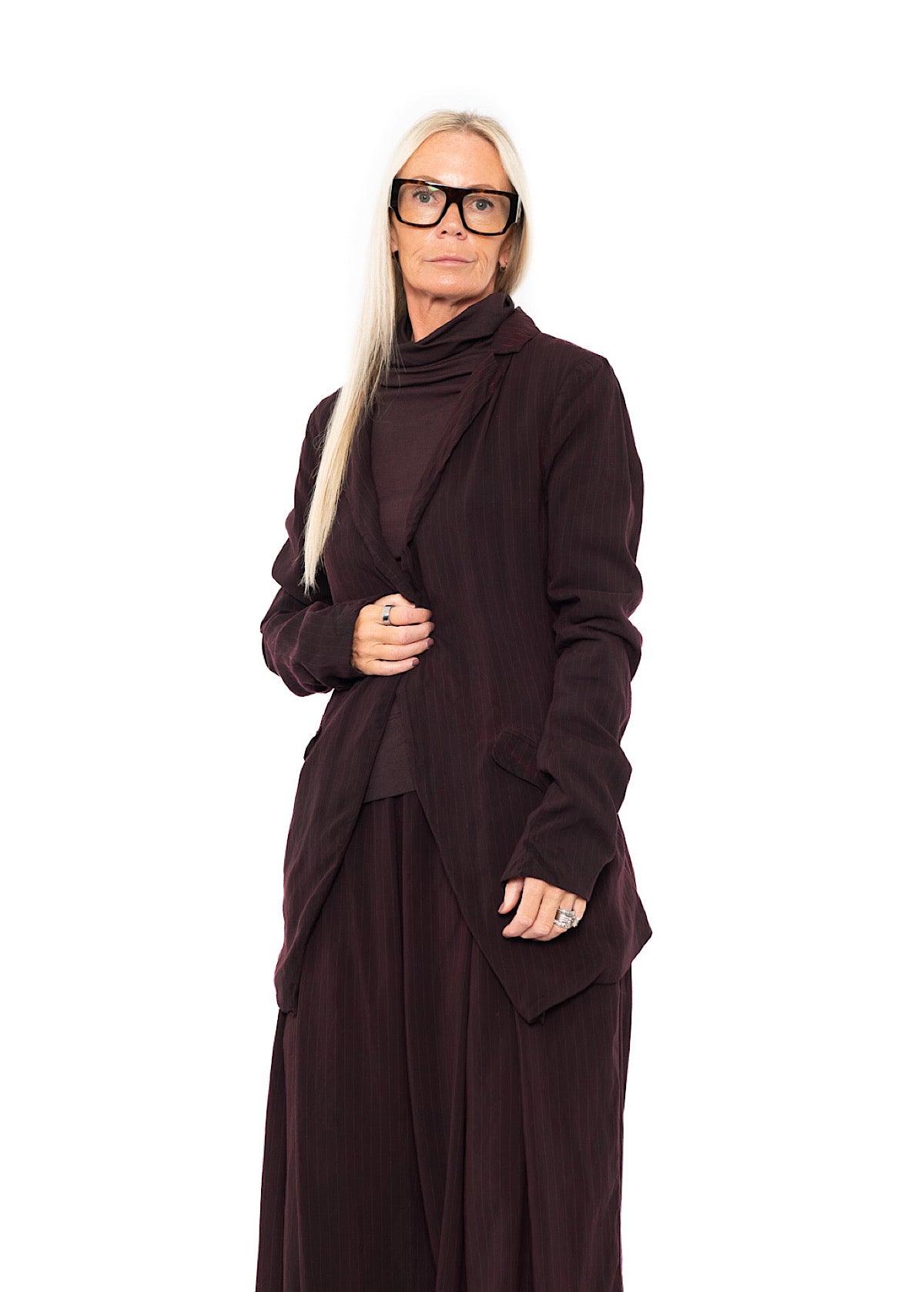 FLUID PINSTRIPE LONGLINE JACKET
