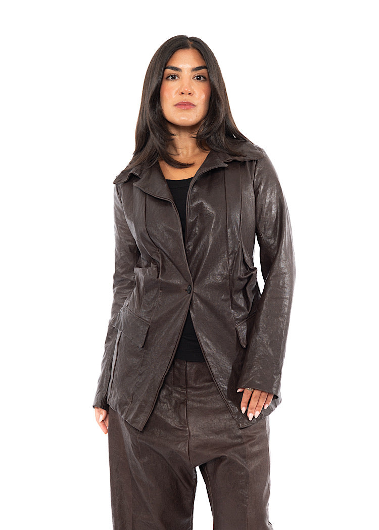 FITTED LAMB LEATHER BLAZER