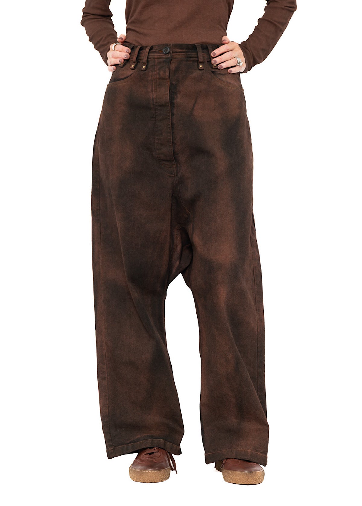 GARMENT-DYED WIDE-LEG DENIM TROUSER
