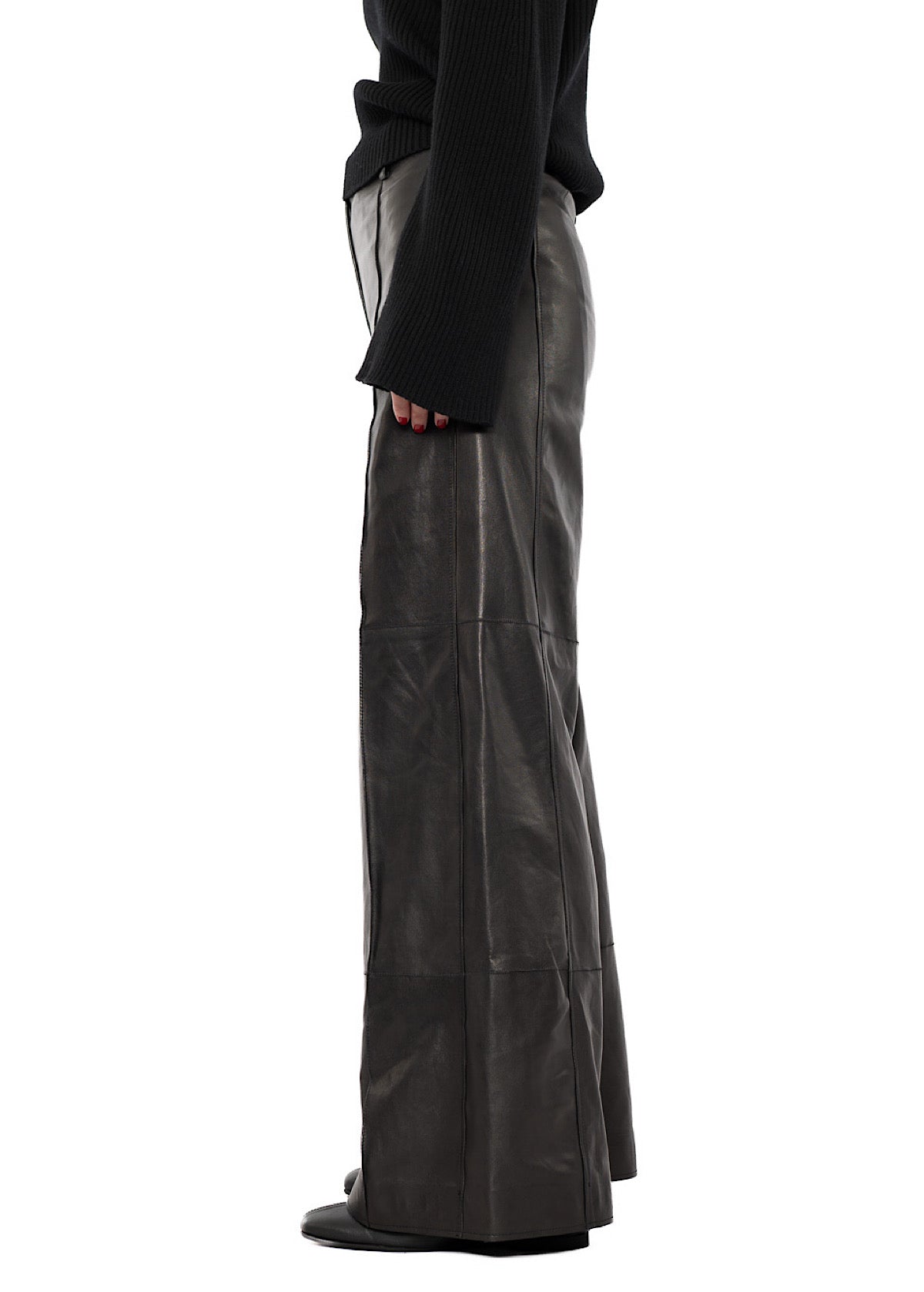 SIGNATURE WIDE LEG LEATHER TROUSER