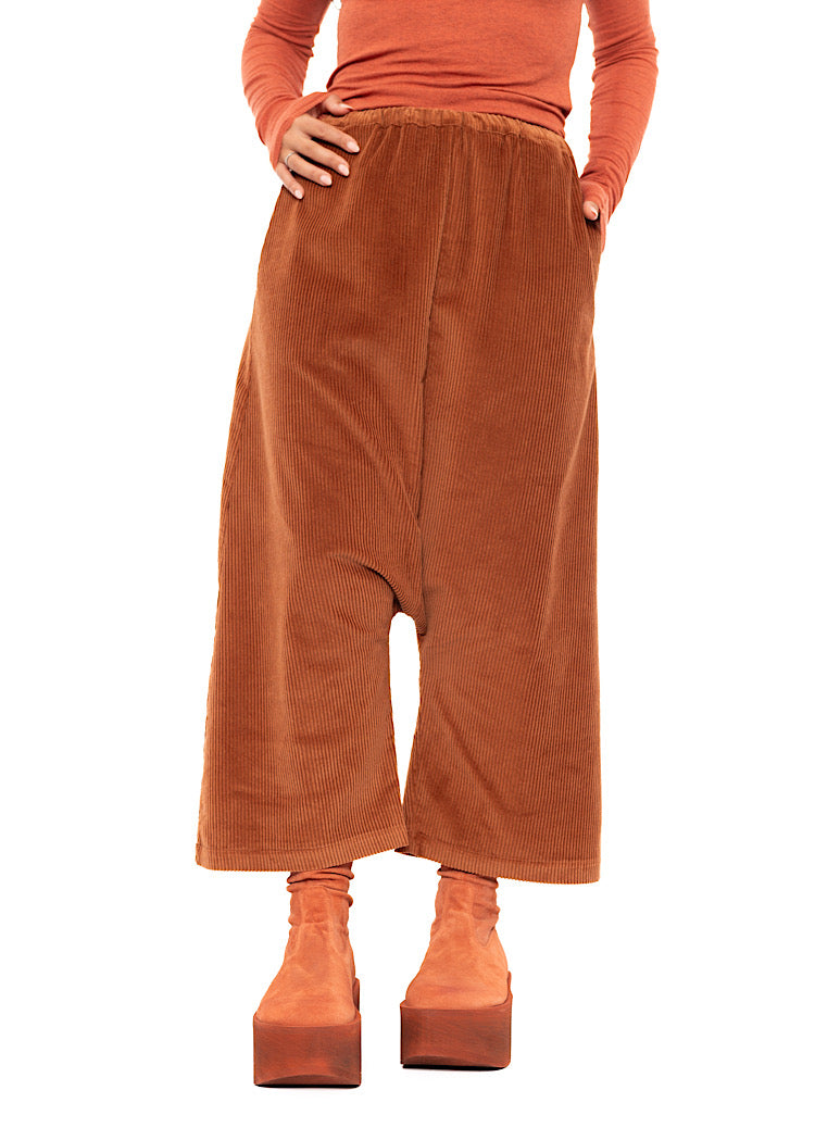 DROP CROTCH STRETCH CORD VELVET TROUSER
