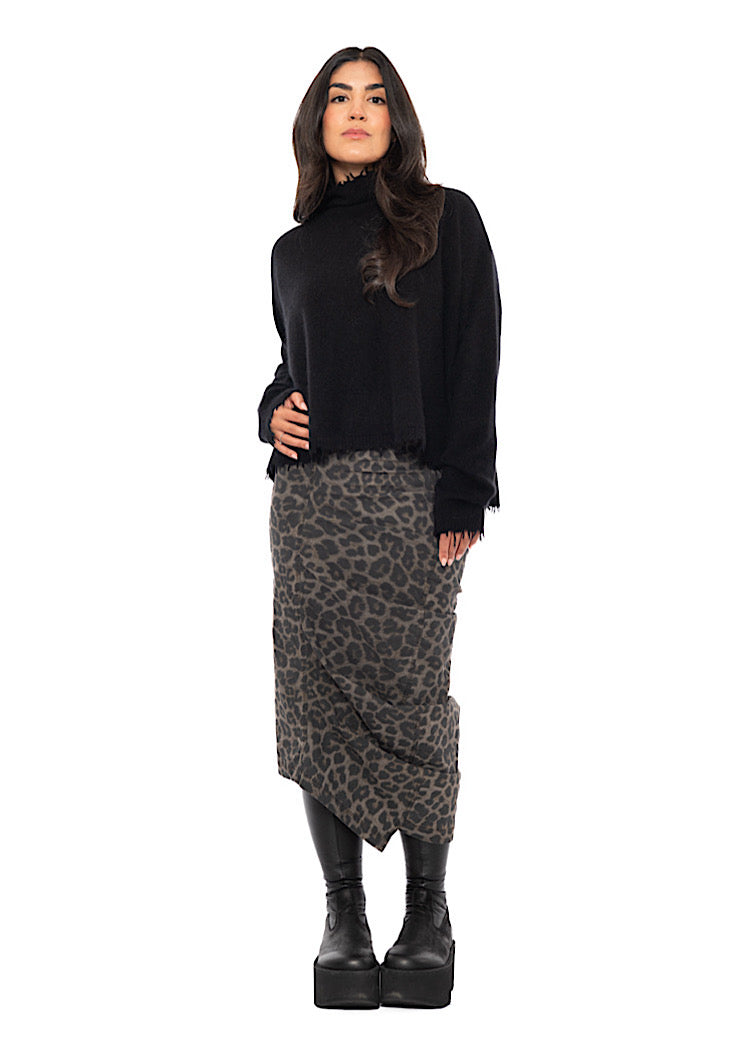 LEOPARD PRINT DRAPED TECHNO SKIRT