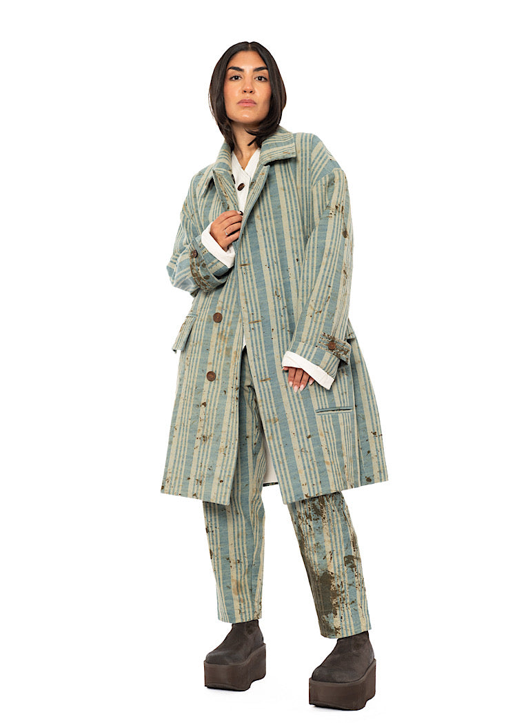 OVERSIZED STRIPED COTTON COAT