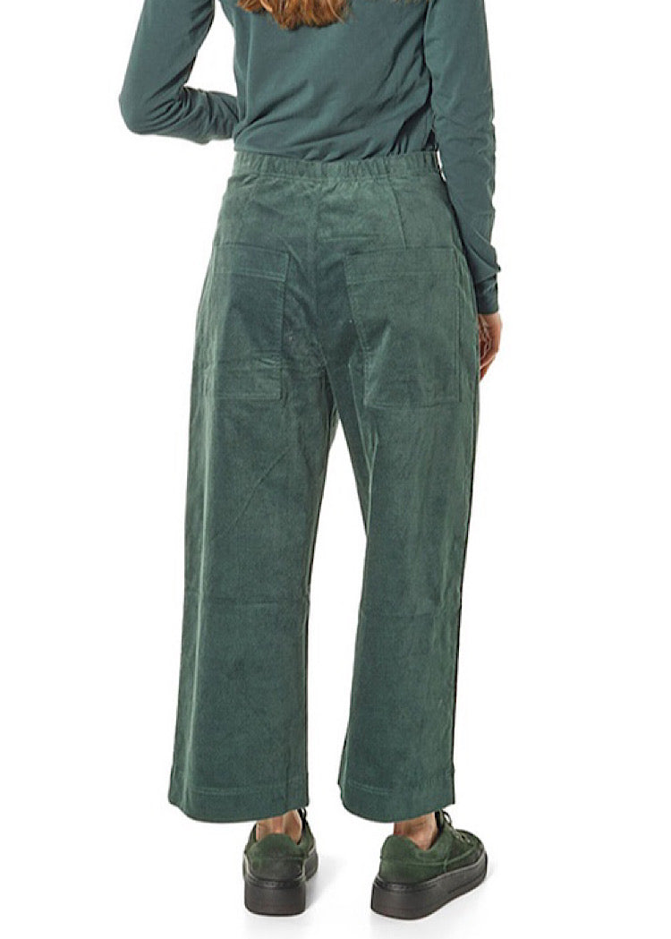 STRETCH-VELVET WIDE LEG TROUSER