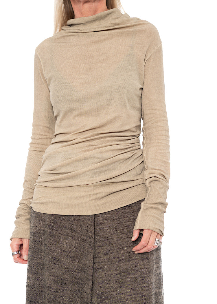 HIGH-NECK RIB JERSEY T-SHIRT