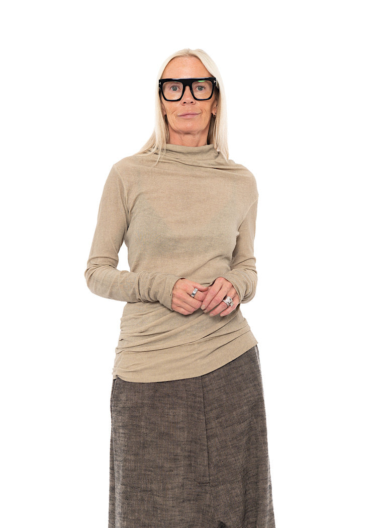HIGH-NECK RIB JERSEY T-SHIRT