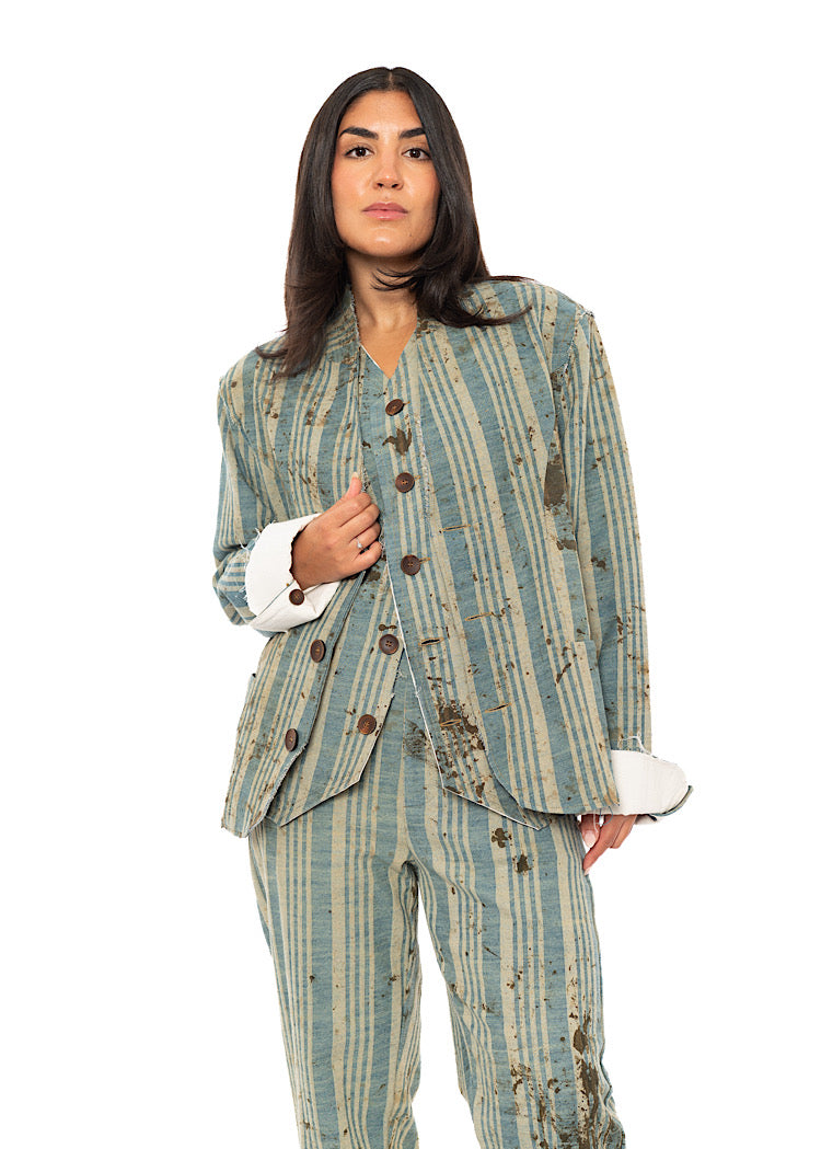 BOXY STRIPED COTTON JACKET