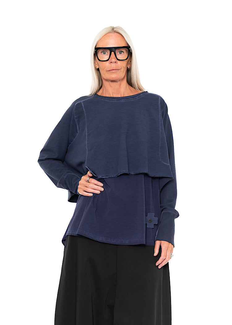 CROPPED LENGTH DISTRESSED PULLOVER
