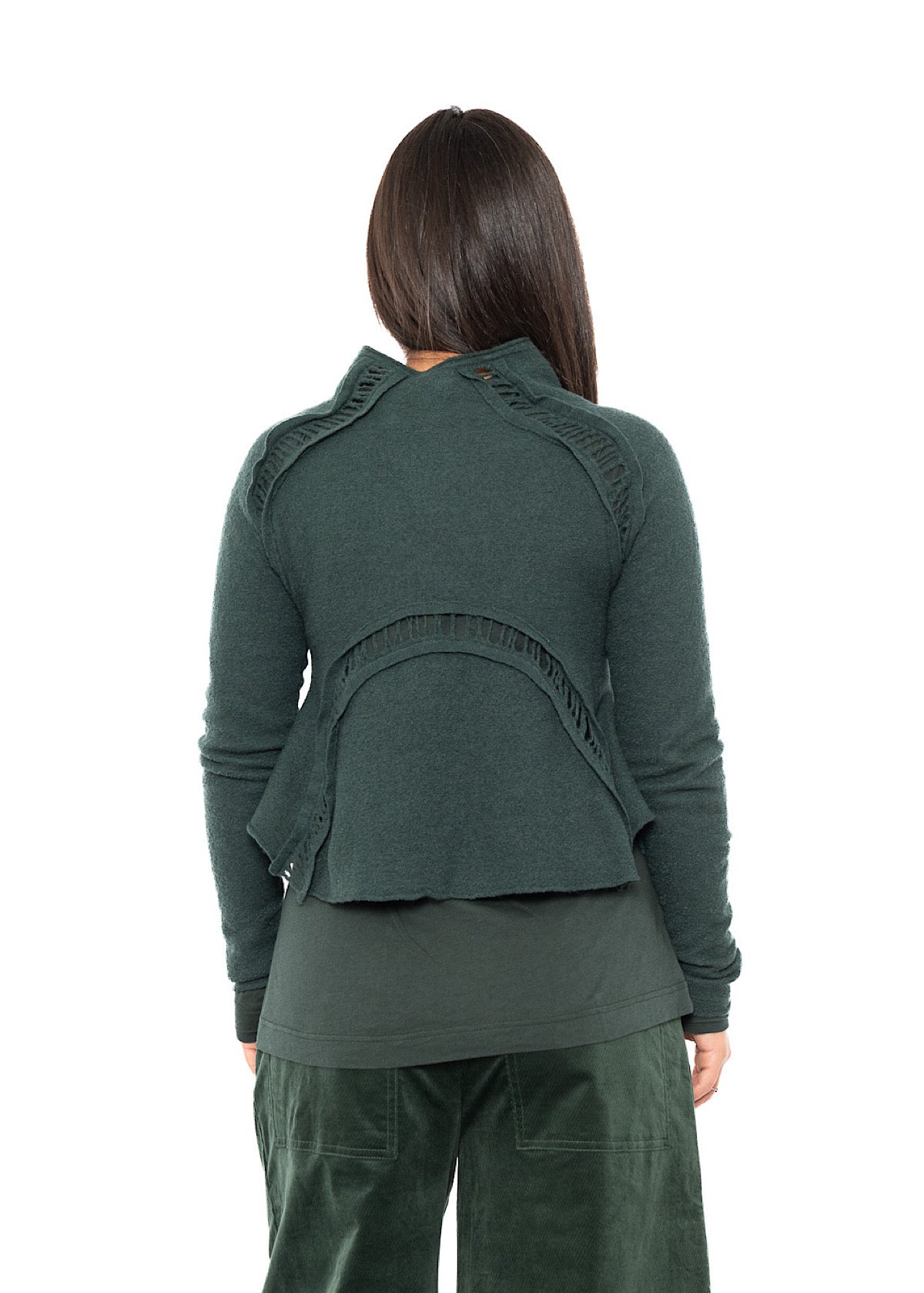 CROPPED BOILED WOOL CARDIGAN
