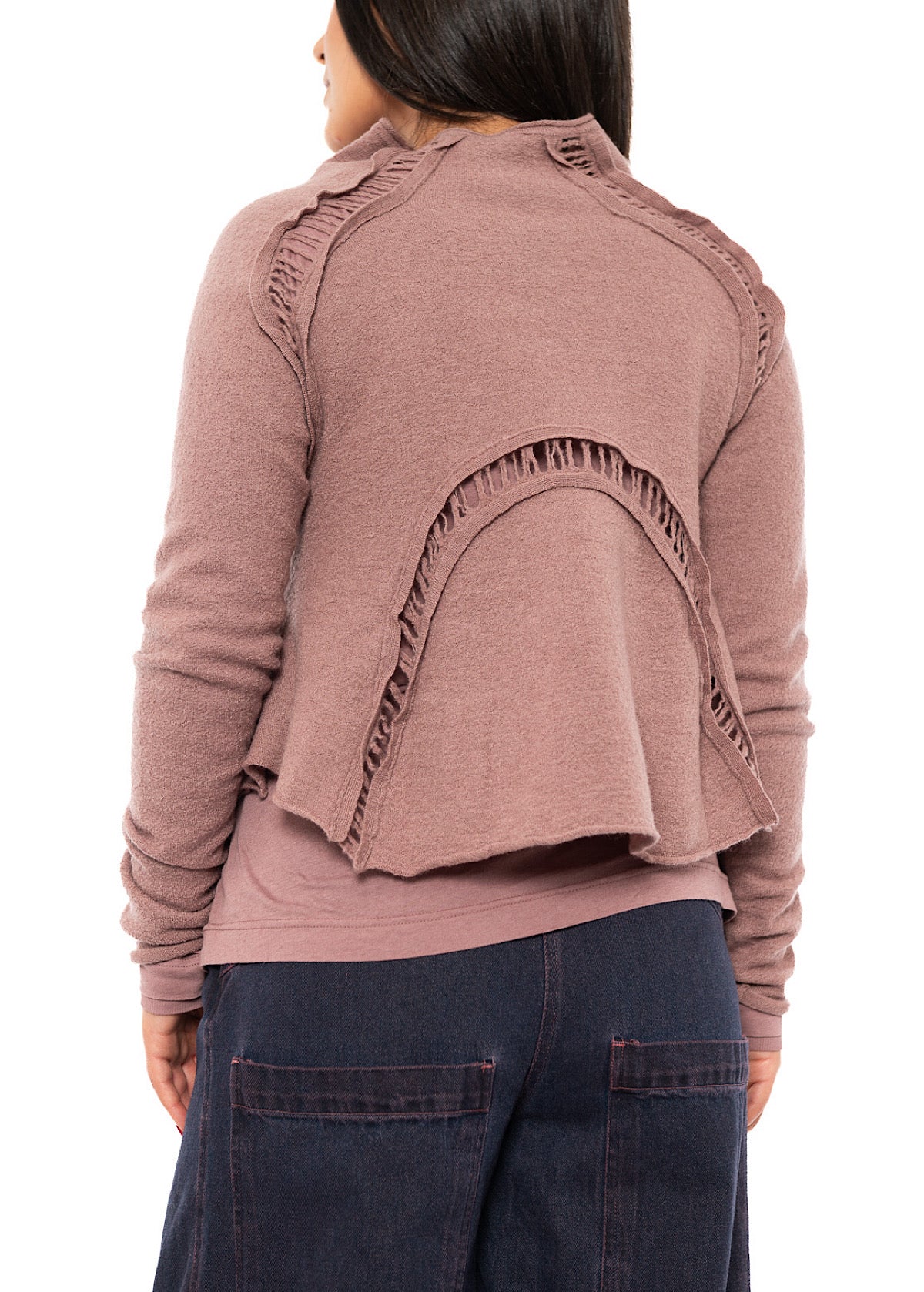 CROPPED BOILED WOOL CARDIGAN