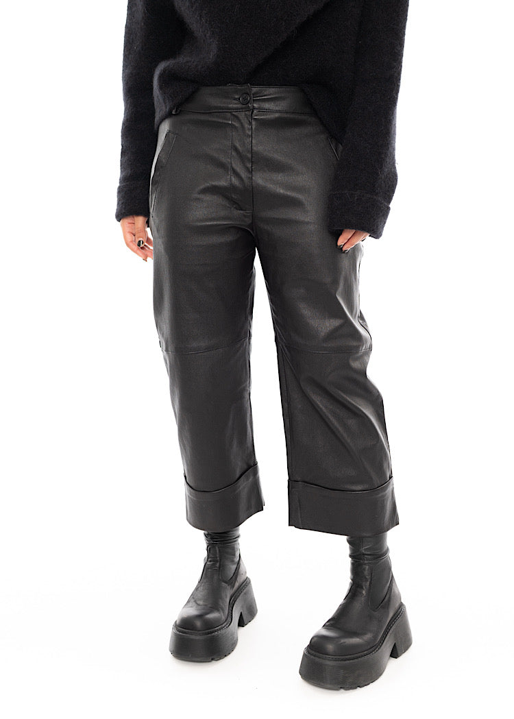 SORT AARHUS LEATHER TROUSER