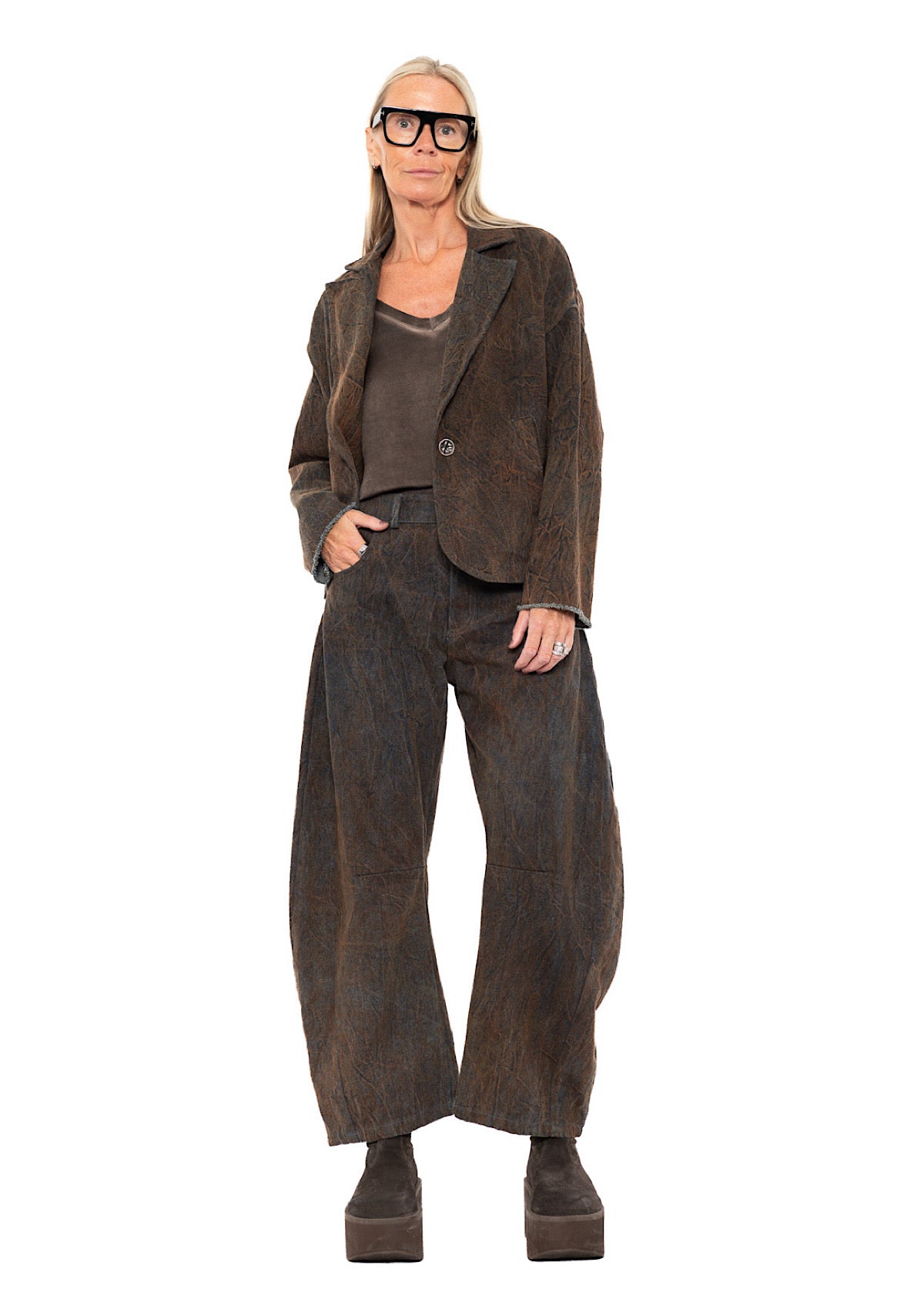 STONE-WASHED DENIM BALLOON TROUSERS
