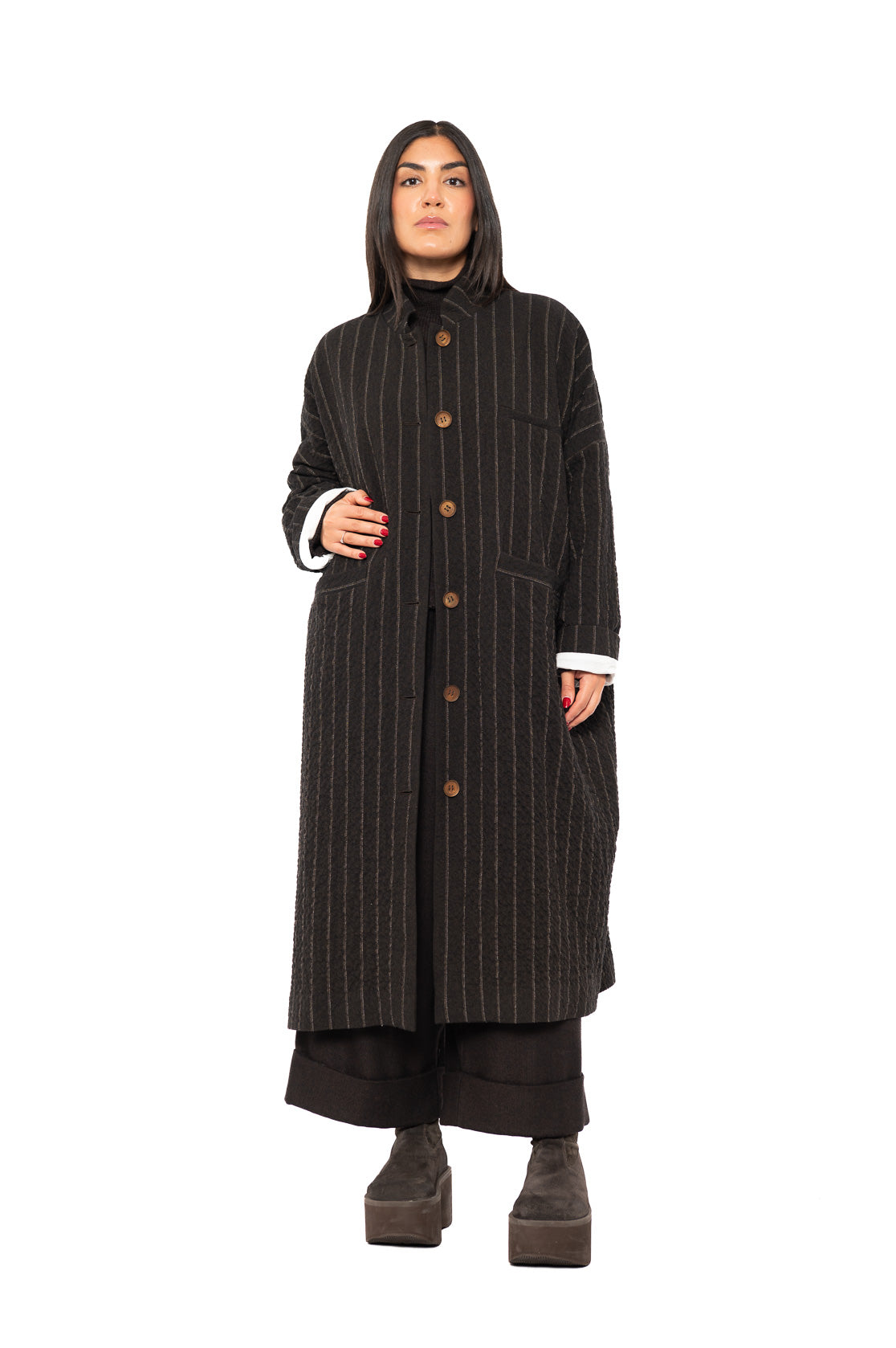 STRIPED WOOL BLEND ISA COAT