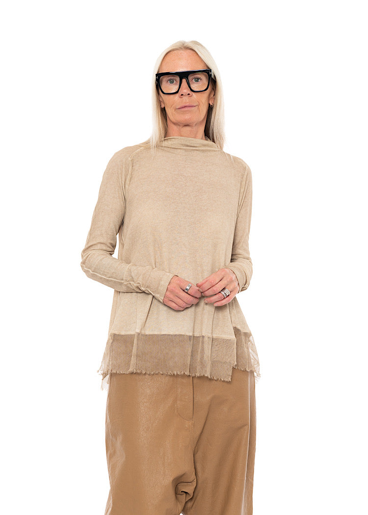 RELAXED NETTED HEM T-SHIRT