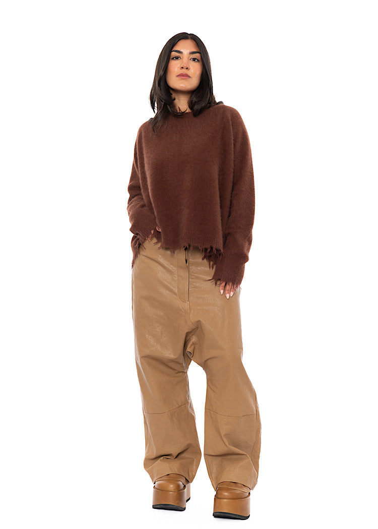RELAXED FRAYED KNIT PULLOVER