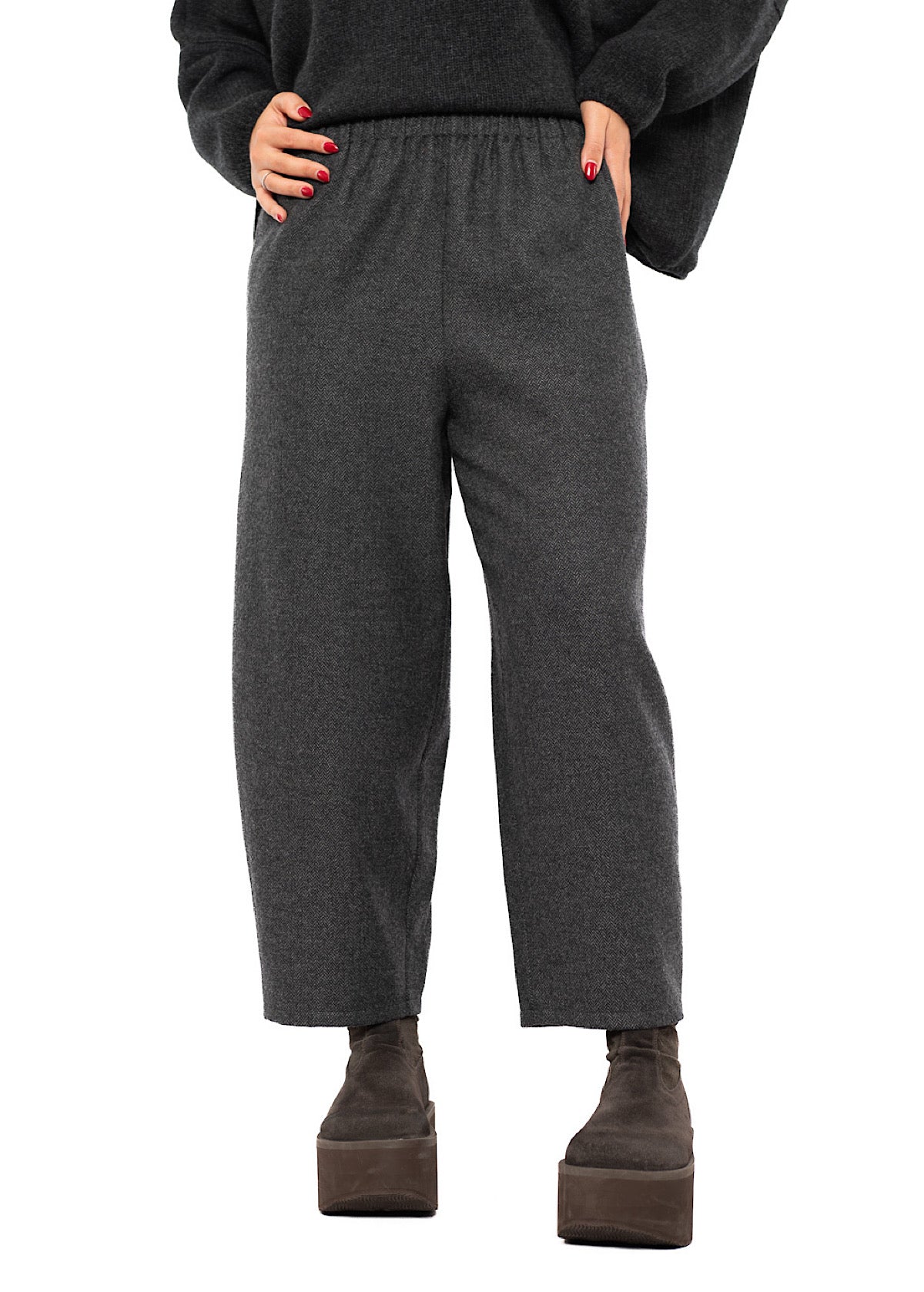 HERRINGBONE WOOL BLEND FOSCO TROUSER