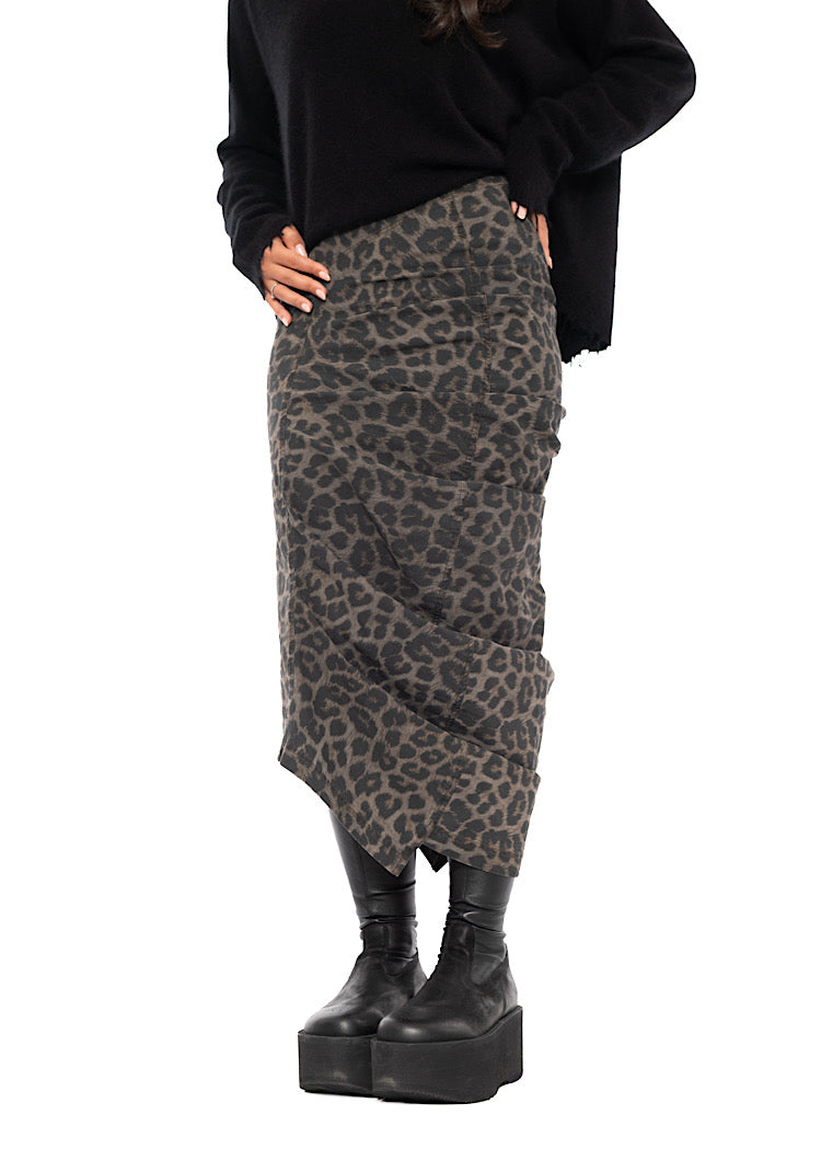LEOPARD PRINT DRAPED TECHNO SKIRT