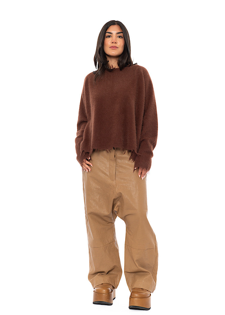 RELAXED FRAYED KNIT PULLOVER
