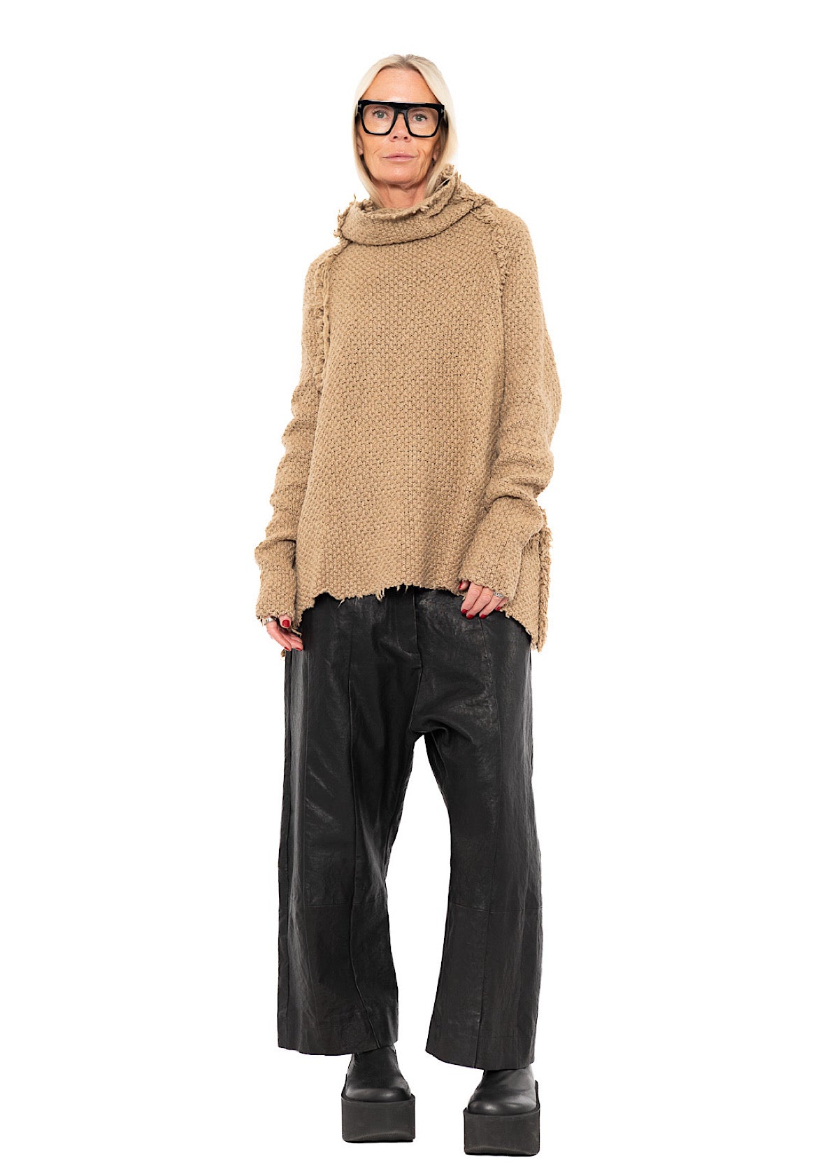 TEXTURED SILK KNIT PULLOVER