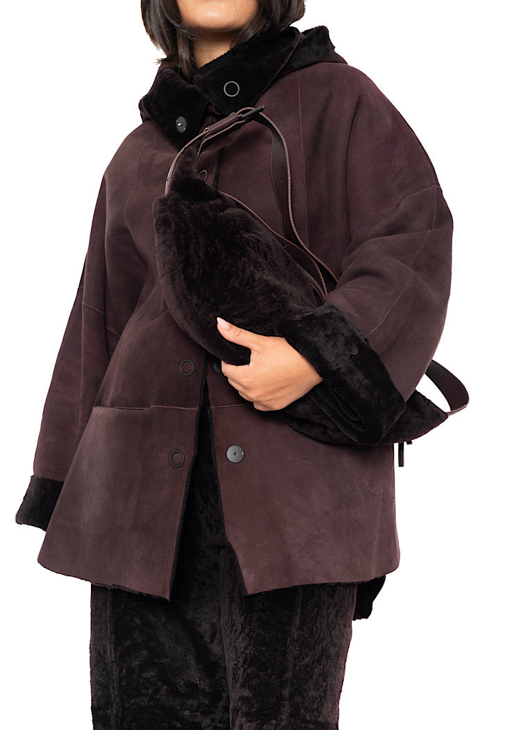 CROSSBODY FUR-FINISHED LEATHER BAG