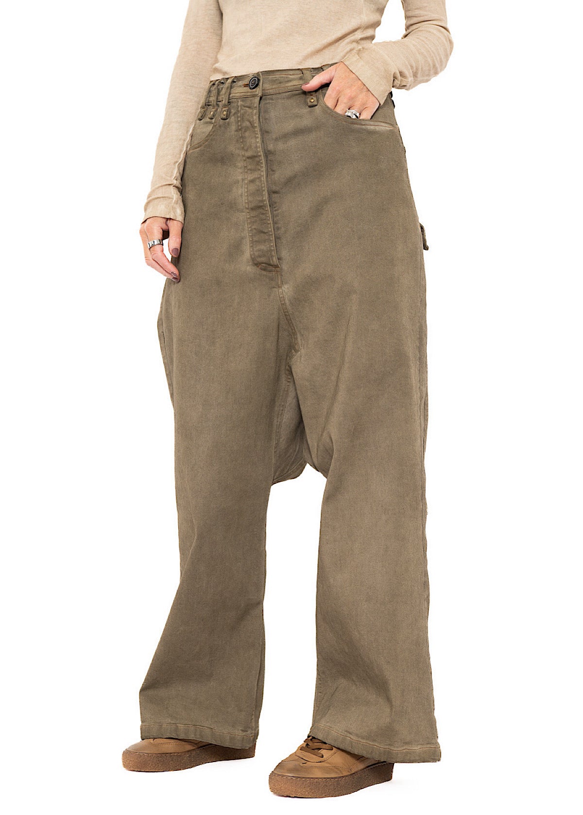 GARMENT-DYED WIDE-LEG DENIM TROUSER