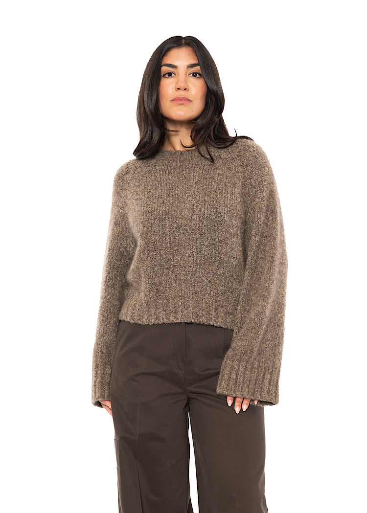 CASHMERE SILK CROPPED LENGTH PULLOVER