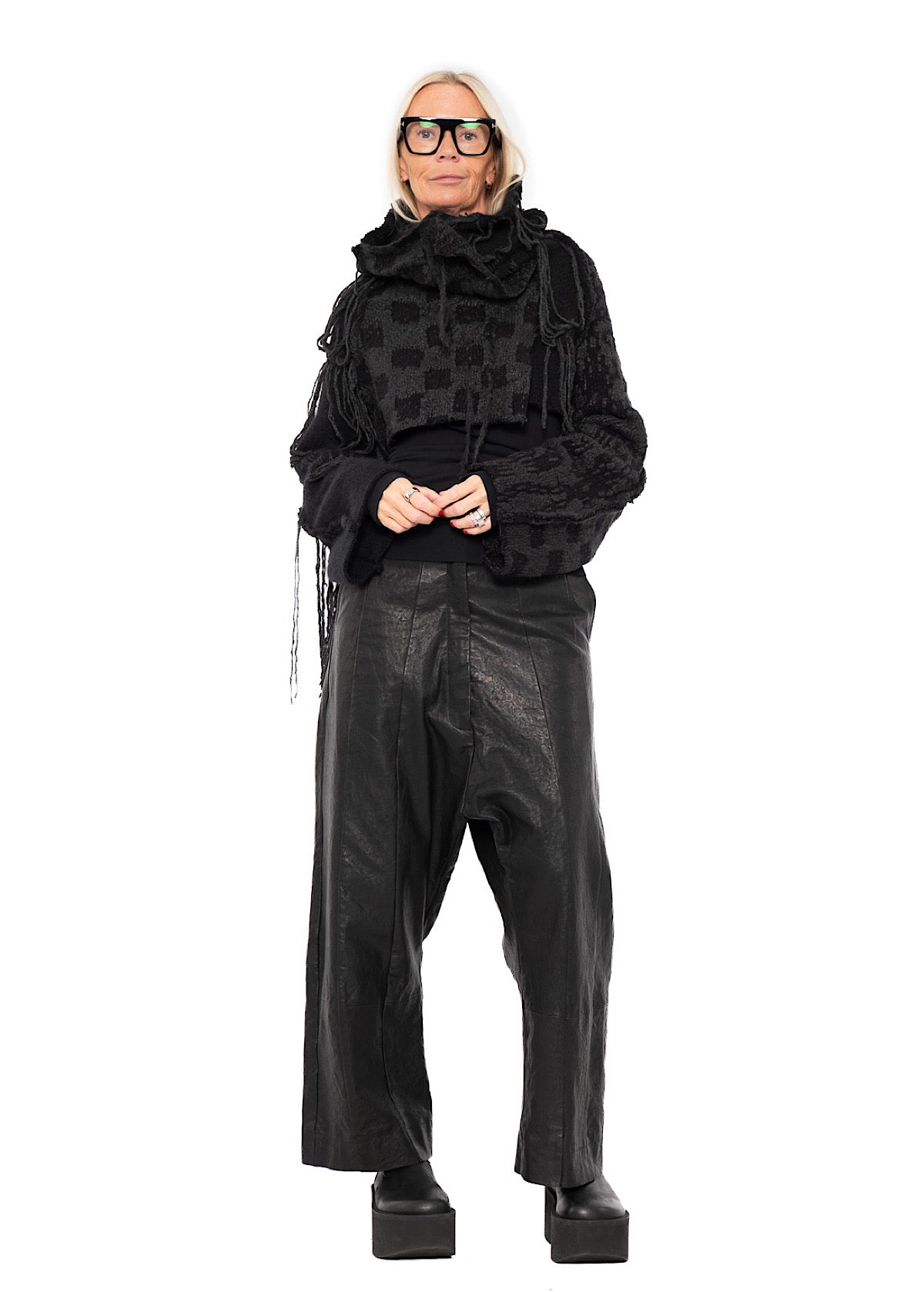 CROPPED TAPESTRY KNIT PULLOVER