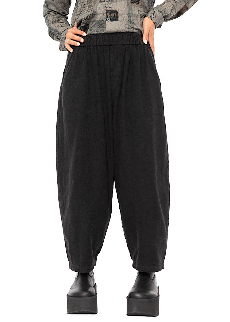 BRUSHED COTTON-LINEN BALLOON TROUSER