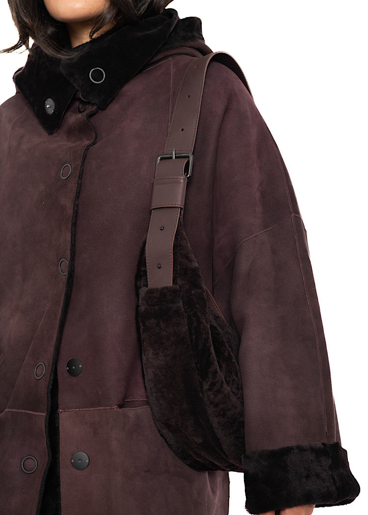 CROSSBODY FUR-FINISHED LEATHER BAG