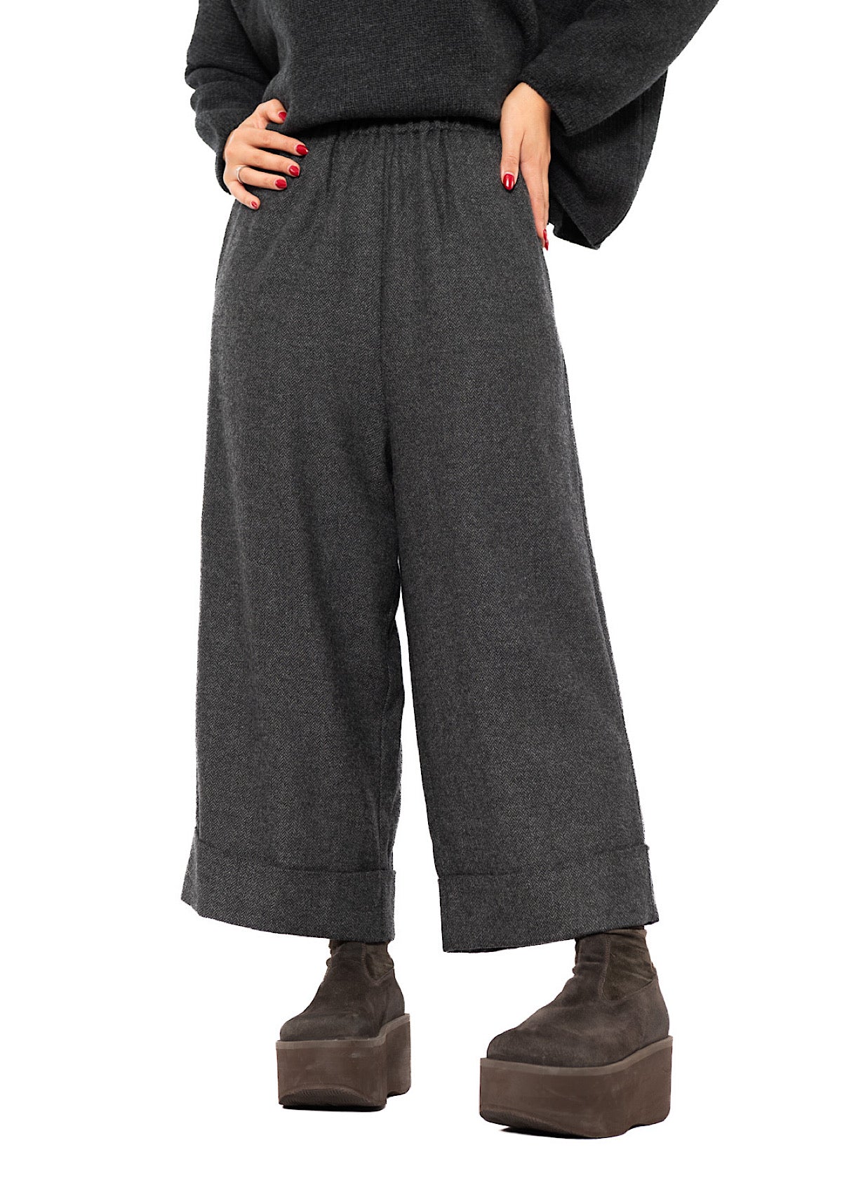 HERRINGBONE WIDE LEG GIONA TROUSER