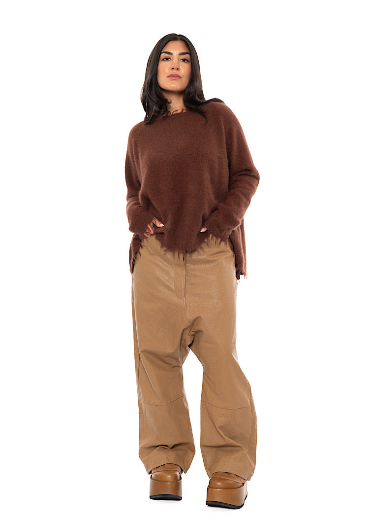 FRAYED FOX WOOL SILK PULLOVER