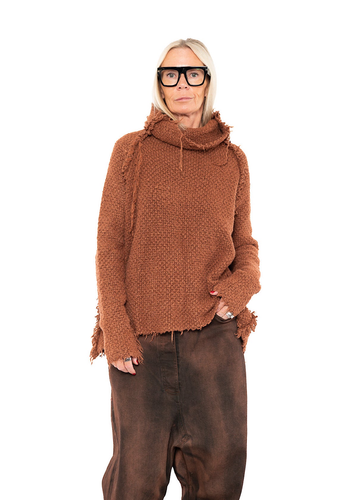 TEXTURED SILK KNIT PULLOVER