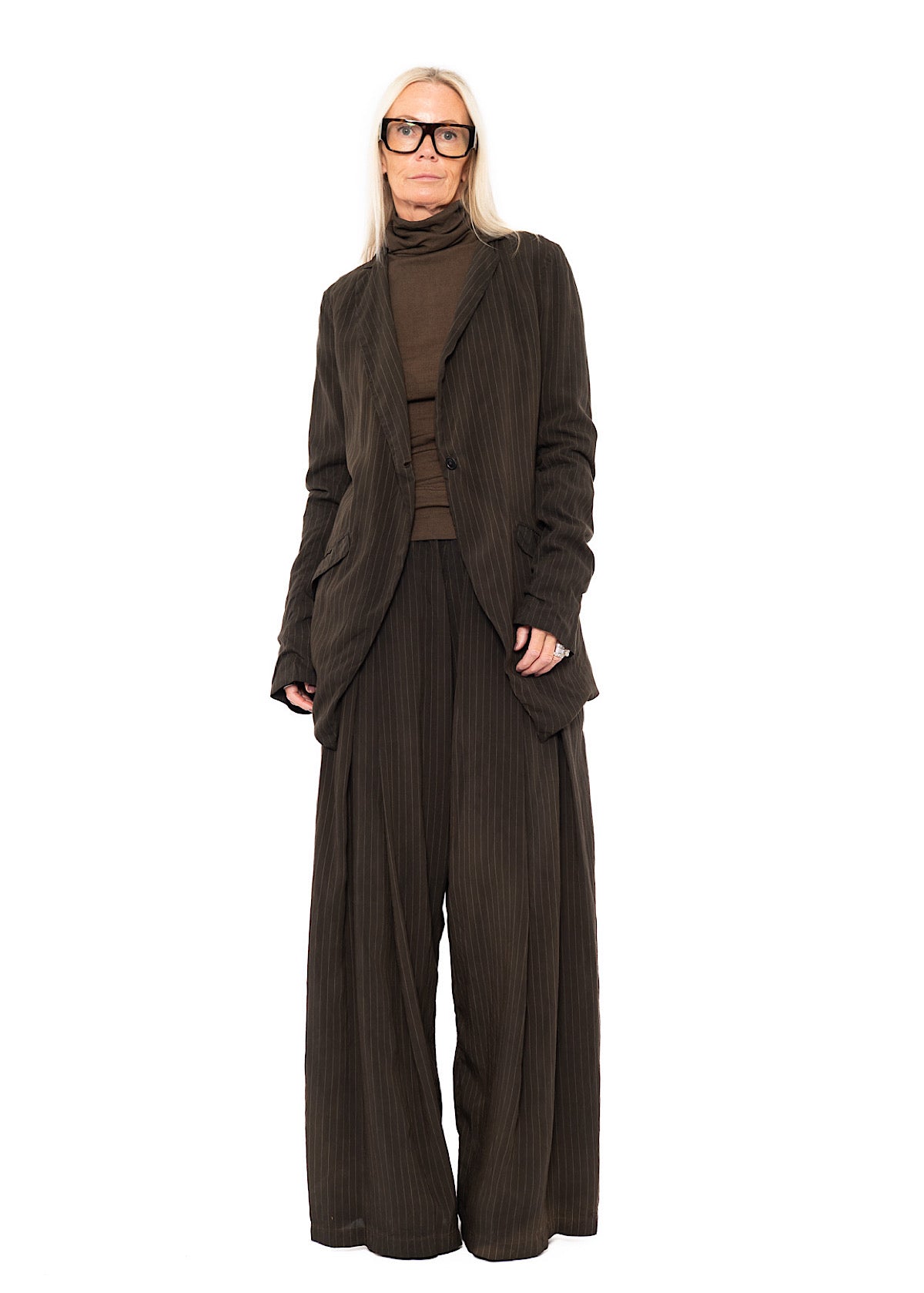 FLUID PINSTRIPE LONGLINE JACKET