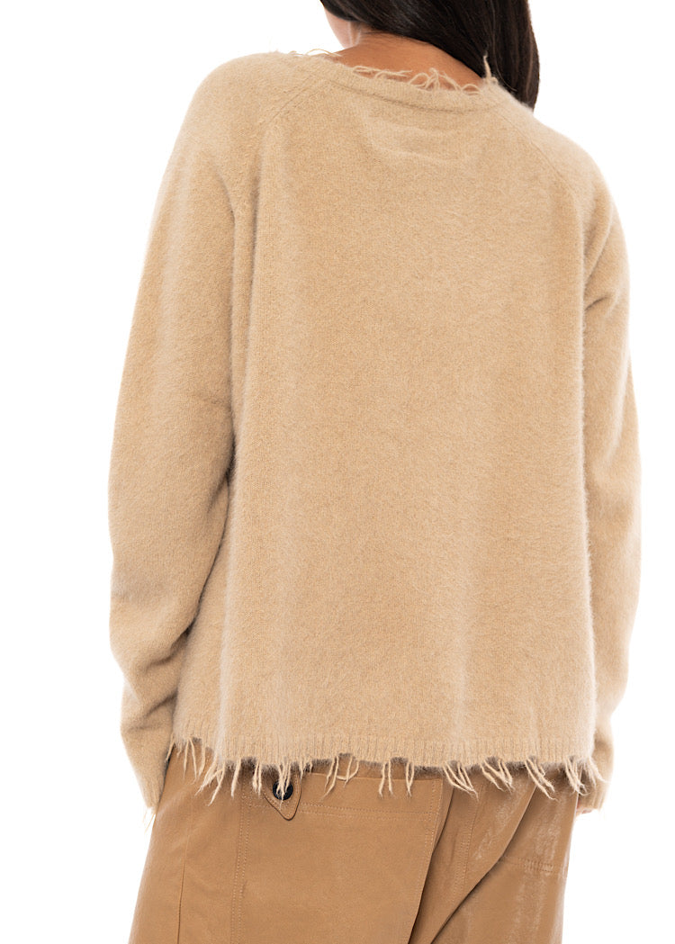 RELAXED FRAYED KNIT PULLOVER