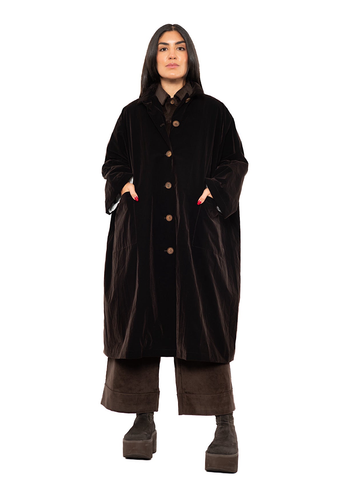 OVERSIZED CRUSHED VELVET CARA COAT