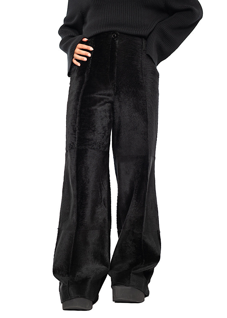FLARED FUR LEATHER TROUSER