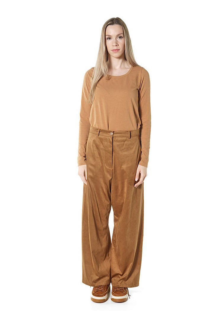 FAUX SUEDE WIDE LEG TROUSER