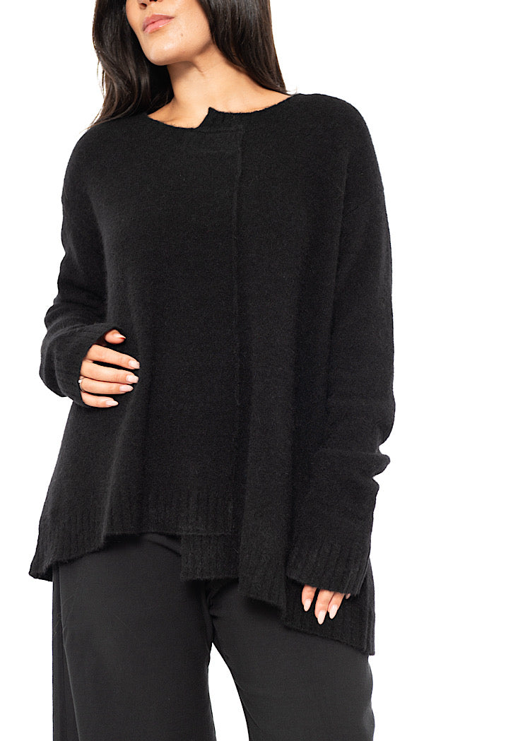 BRUSHED MÉLANGE KNITTED PULLOVER