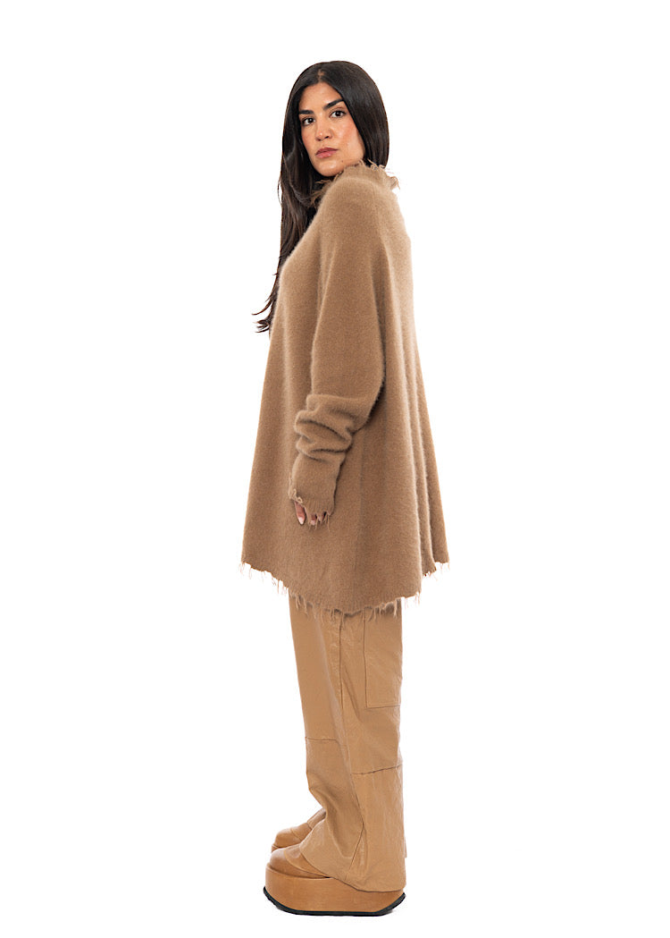 OVERSIZED FOX WOOL SILK KNITTED TUNIC