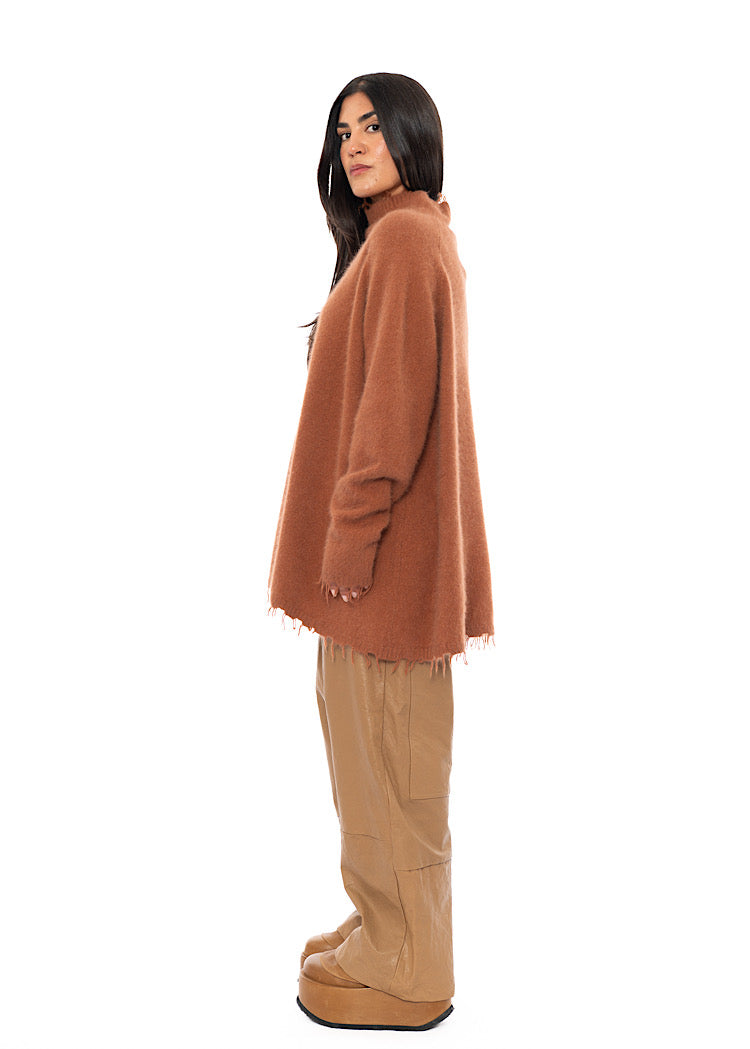 OVERSIZED FOX WOOL SILK KNITTED TUNIC