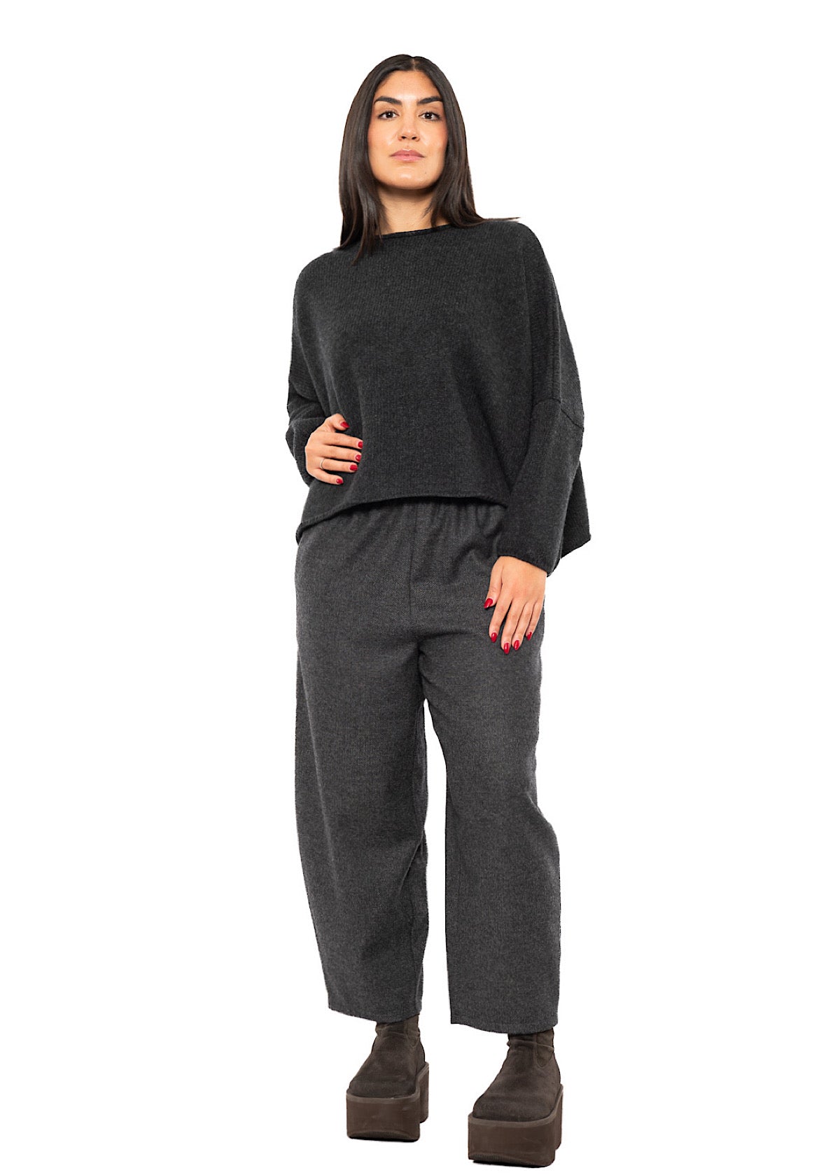 CROPPED CASHMERE BLEND FAUSTA PULLOVER