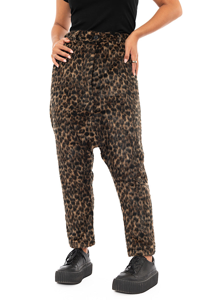 FAUX FUR LEOPARD TROUSER