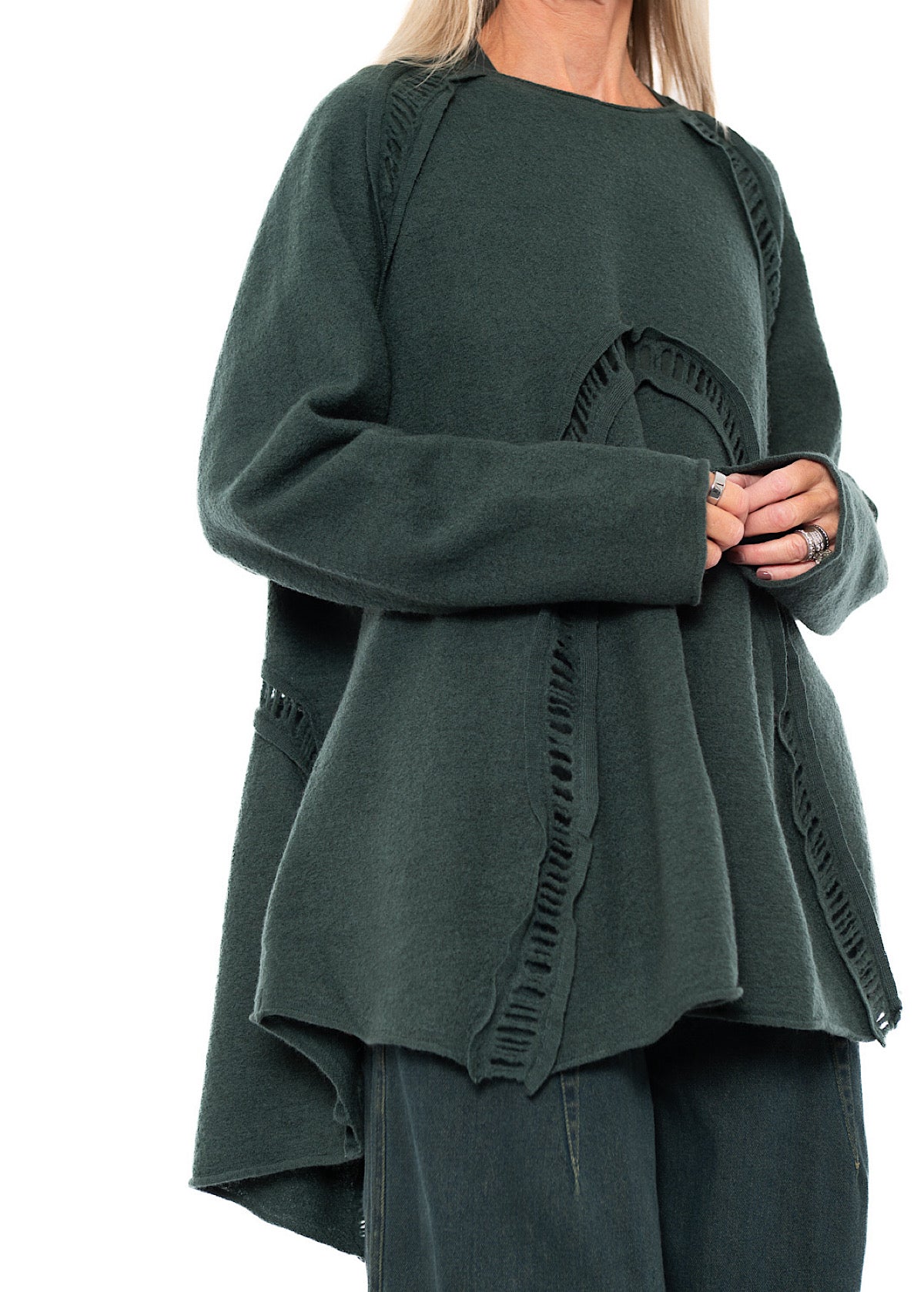 BOILED WOOL LADDER STITCH TUNIC