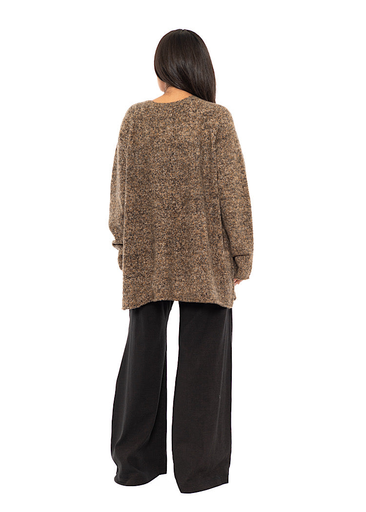 MÉLANGE KNIT ASYMMETRIC PULLOVER