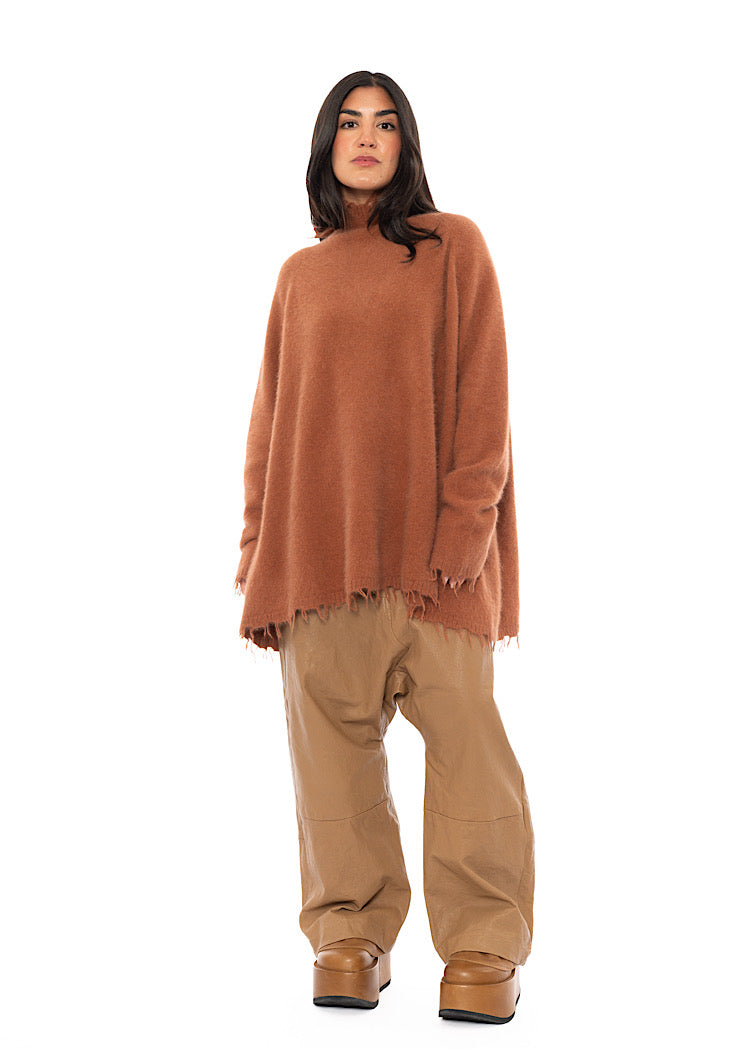 OVERSIZED FOX WOOL SILK KNITTED TUNIC