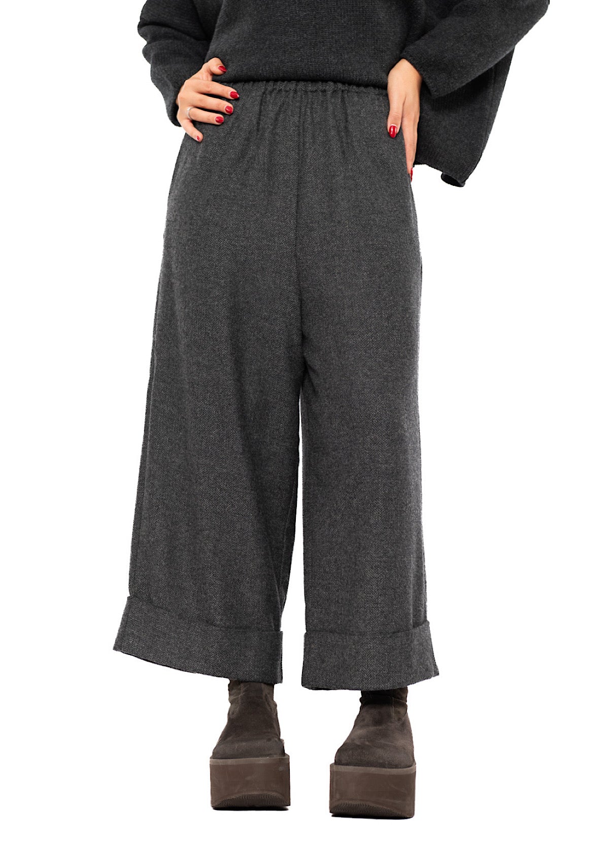 HERRINGBONE WIDE LEG GIONA TROUSER