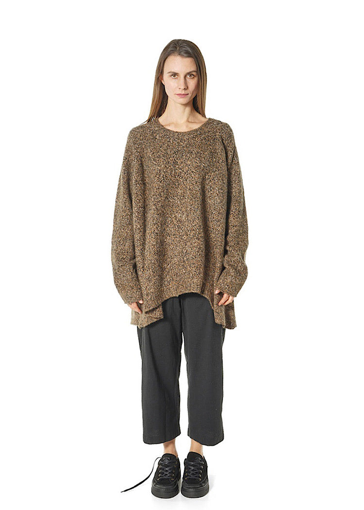 MÉLANGE KNIT ASYMMETRIC PULLOVER